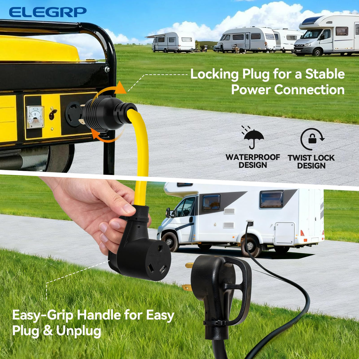 ELEGRP ergonomic handle on female TT-30R showing easy safe unplugging