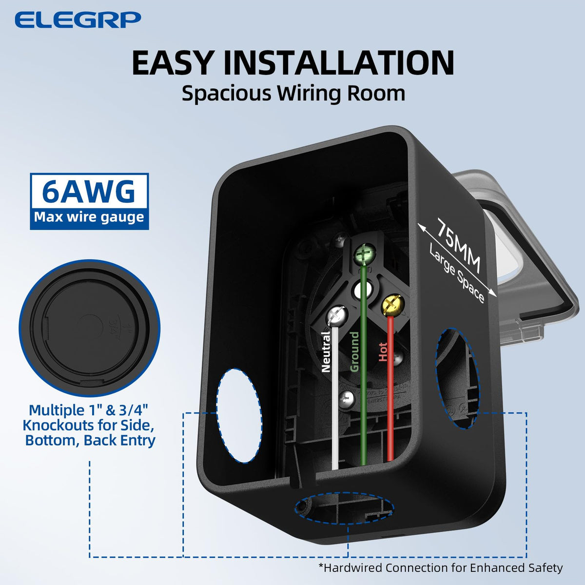 ELEGRP visible knockouts and conduit entries for flexible wiring routes