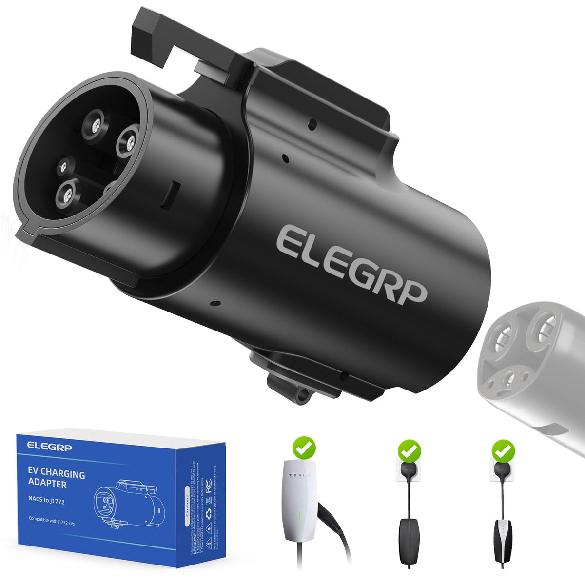 ELEGRP adapter front view showing robust housing and easy connection benefits