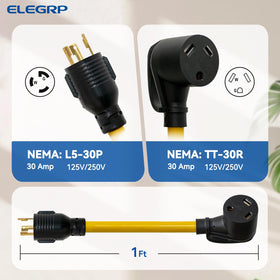 ELEGRP twist-lock L5-30P close-up demonstrating secure generator connection