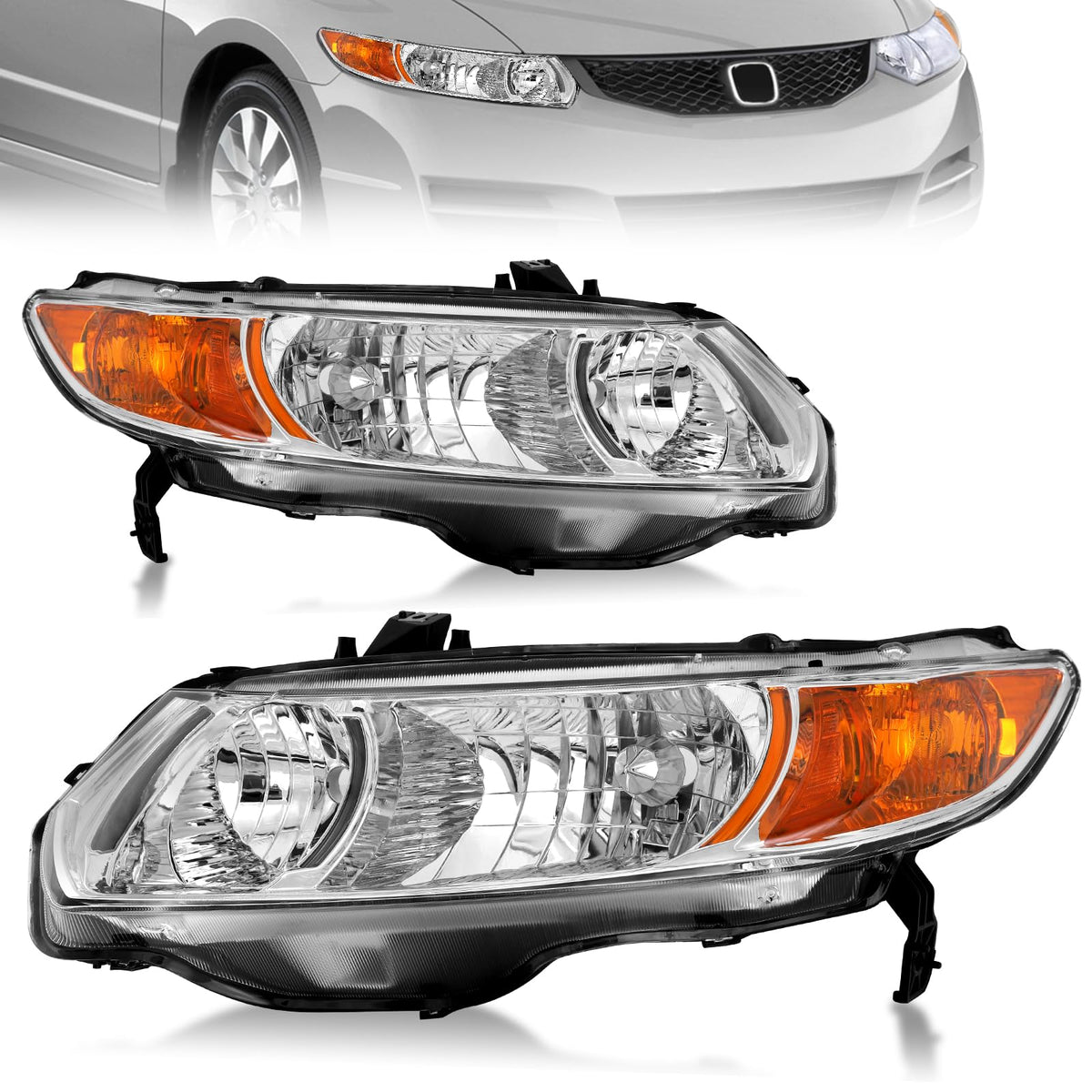 ELH front view of headlight assembly showing stock fit and style benefit