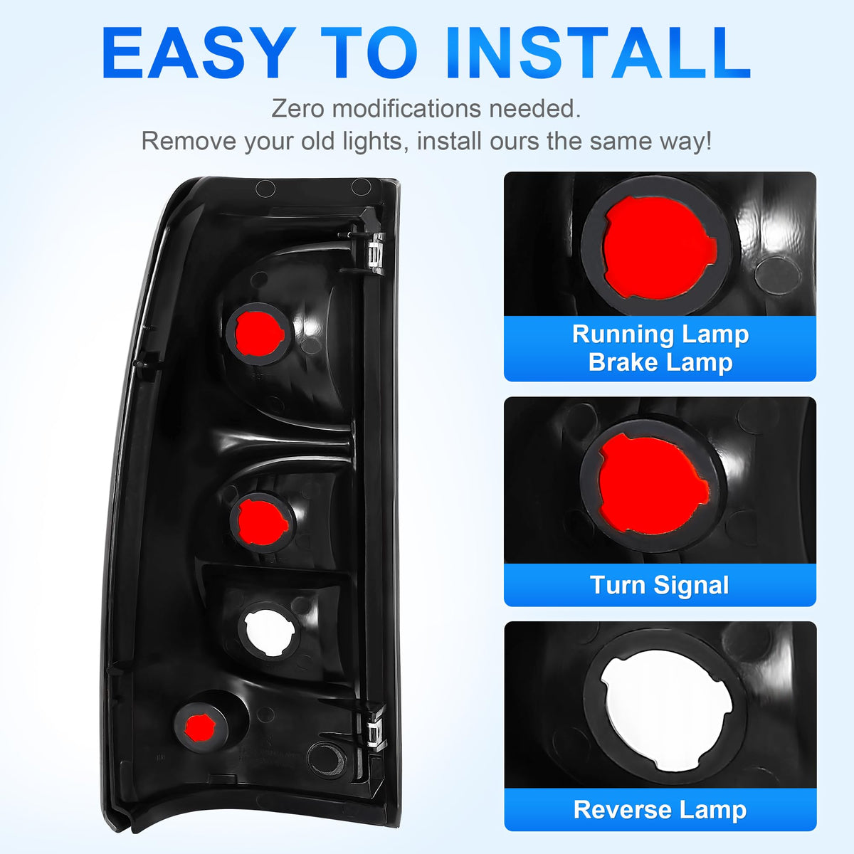 ELH tail lights installed on a Silverado demonstrating factory-fit appearance