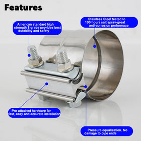 eLifecenter clamp installed on exhaust pipe demonstrating no-weld, secure fit
