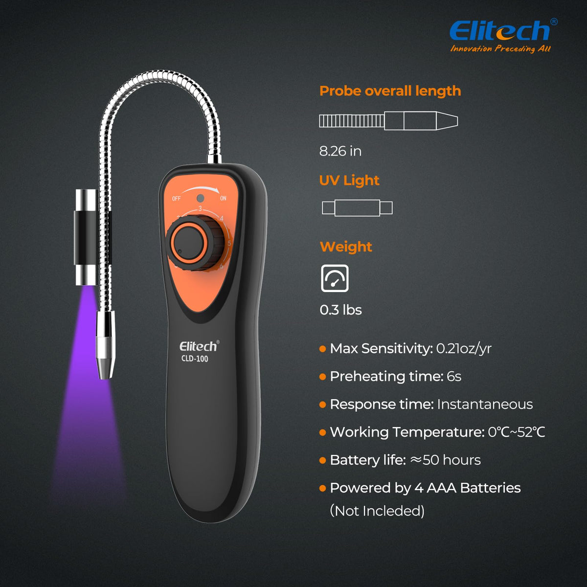 Elitech CLD-100 held in hand to show compact size and portable convenience