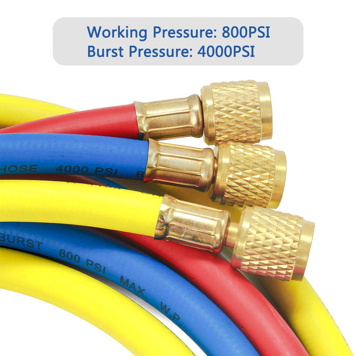 Elitech red blue yellow hose ends showing color coding for fast hookup