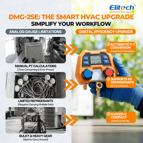 Elitech DMG-2SE high-side connection attached to HVAC port for accurate diagnostics