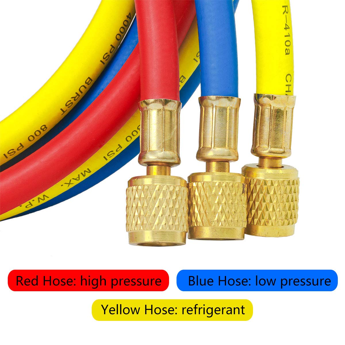 Elitech full 59-inch hose laid flat showing flexible length for reach