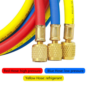 Elitech full 59-inch hose laid flat showing flexible length for reach