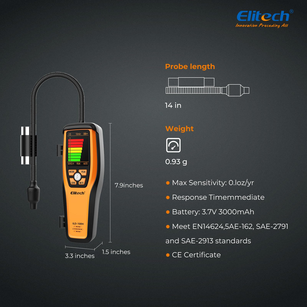 Elitech ILD-100H held near an HVAC coil to find refrigerant leaks