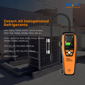 Elitech ILD-300 used in an engine bay to find automotive refrigerant leaks