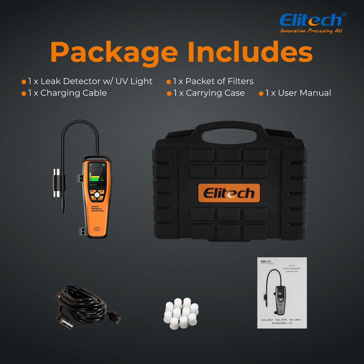 Elitech ILD-300 kit layout with accessories for ready-to-use field work