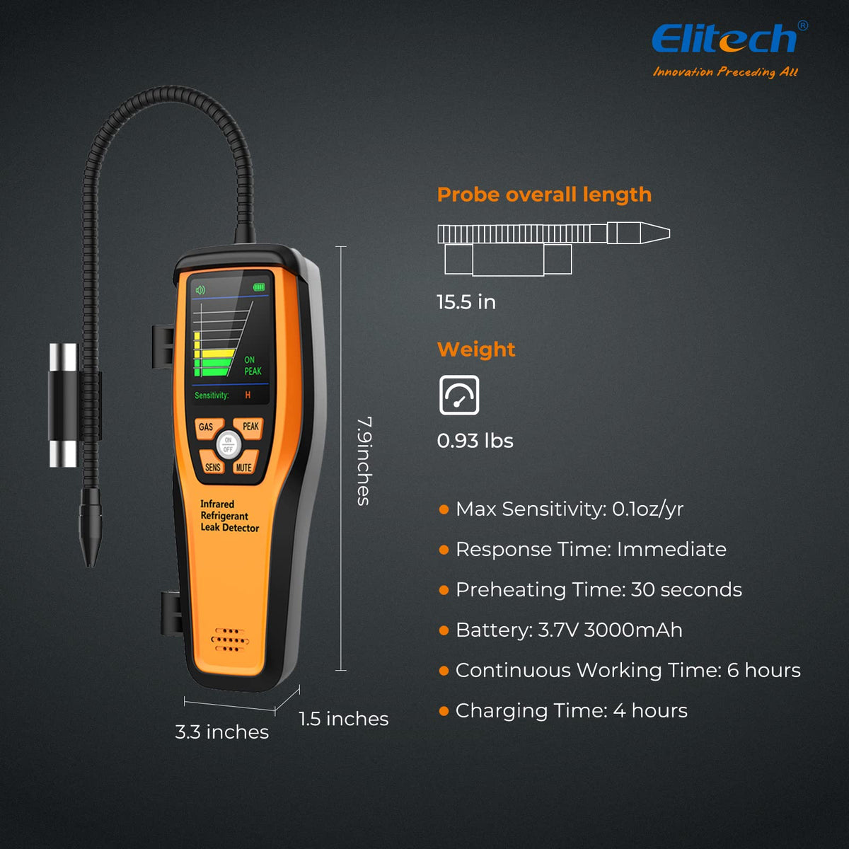 Elitech ILD-300 size comparison with ruler showing compact portability