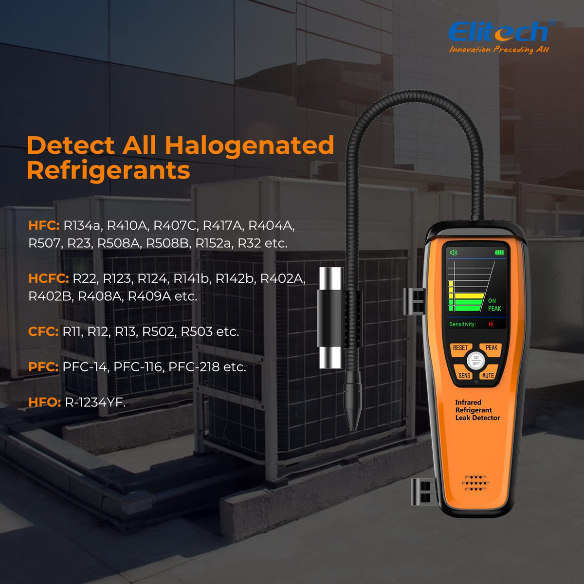 Elitech ILD-200 rear label and battery compartment for easy maintenance access