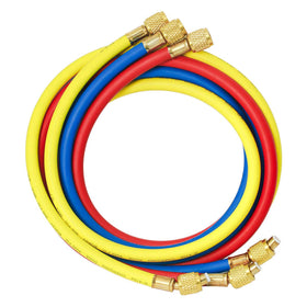 Elitech hose connected to car A/C manifold showing convenience during service