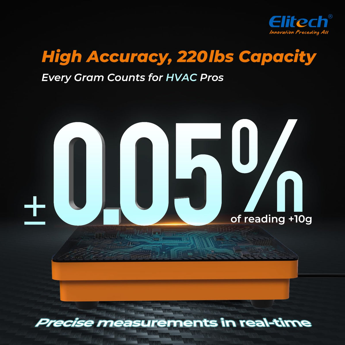 Elitech backlit LCD display clearly legible for fast, accurate readings