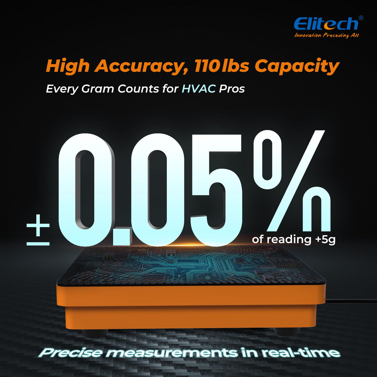 Elitech metal platform detail highlighting durable construction and precise weighing surface