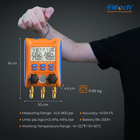 Elitech LMG-10 held in hand showing compact size for easy transport