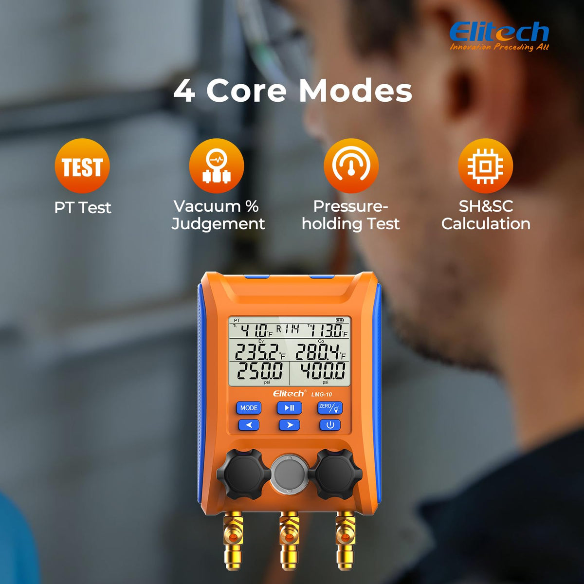 Elitech LMG-10Plus rear view with hanging hook visible and sturdy back design for hands-free work