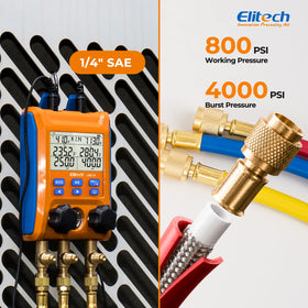 Elitech LMG-10Plus dual temperature clamps close-up delivering accurate line temperature readings