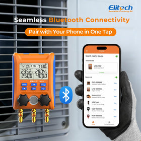 Elitech LMG-10W paired with Elitech Tools app demonstrating wireless data syncing