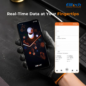 Elitech LMG-10W pressure ports detail showing high and low ports for accurate hookups