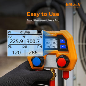 Elitech adapters for R410A and R134a shown to enable versatile refrigerant work
