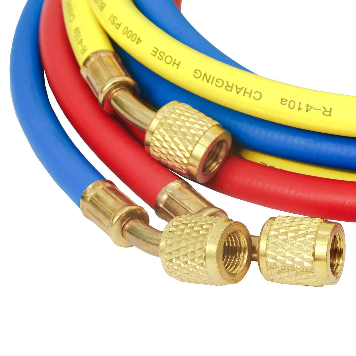 Elitech hose next to ruler showing 59-inch scale for workspace planning