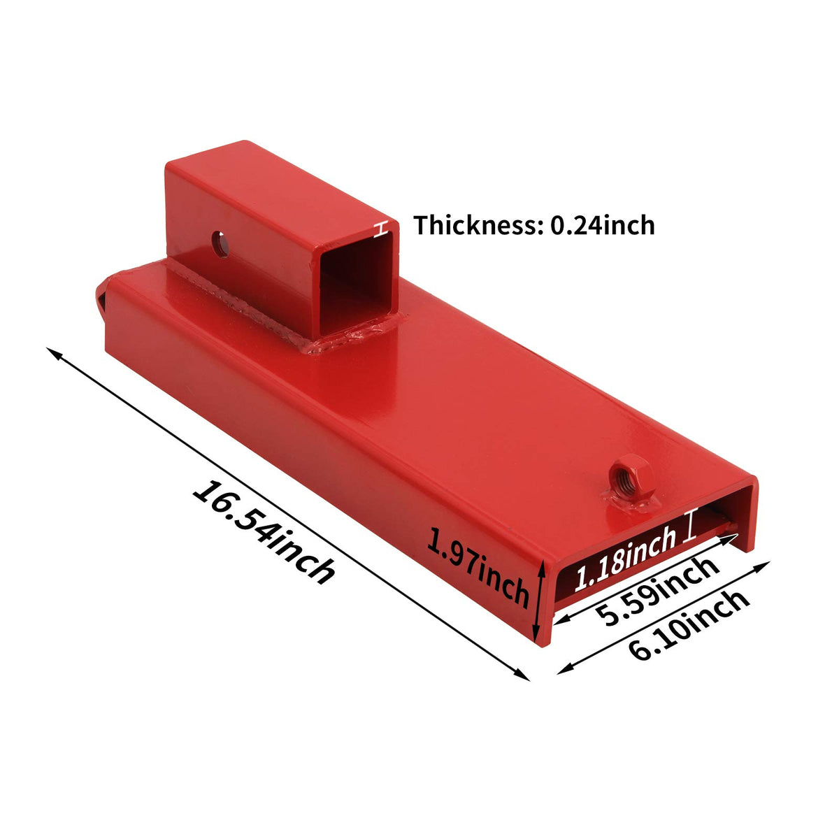 ELITEWILL close-up of 2-inch receiver tube highlighting universal hitch fit