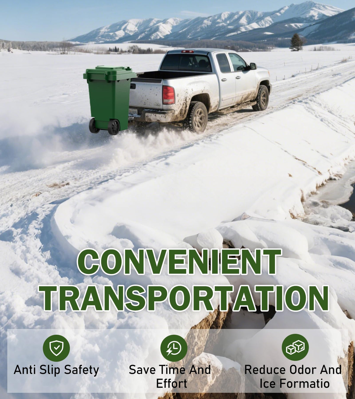 ELITEWILL hauling a full trash can showing safer, single-operator operation benefit