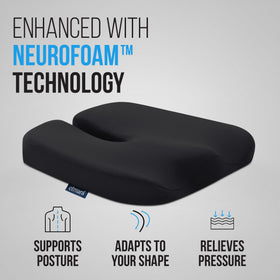 Elmara installed in car front seat showing stable fit and improved posture