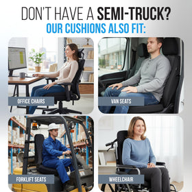 Elmara lifestyle shot with driver using cushion for reduced fatigue on road