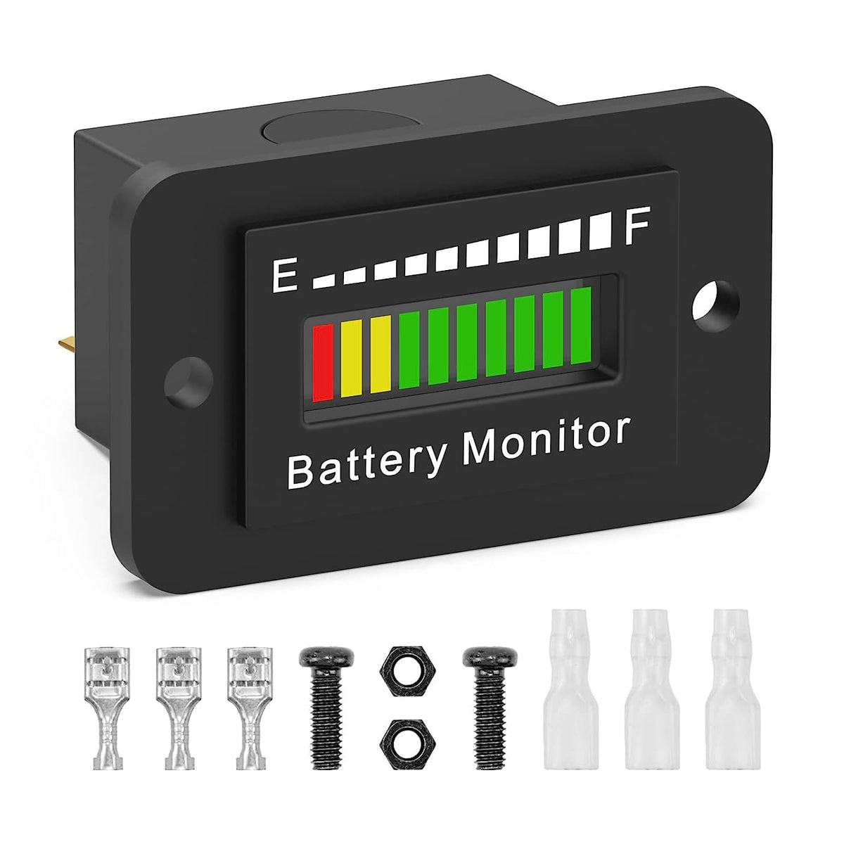 ELMCONFIG BM210 front panel display showing LED battery bar for quick checks