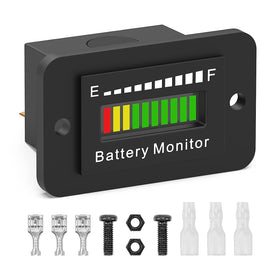 ELMCONFIG BM210 front panel display showing LED battery bar for quick checks