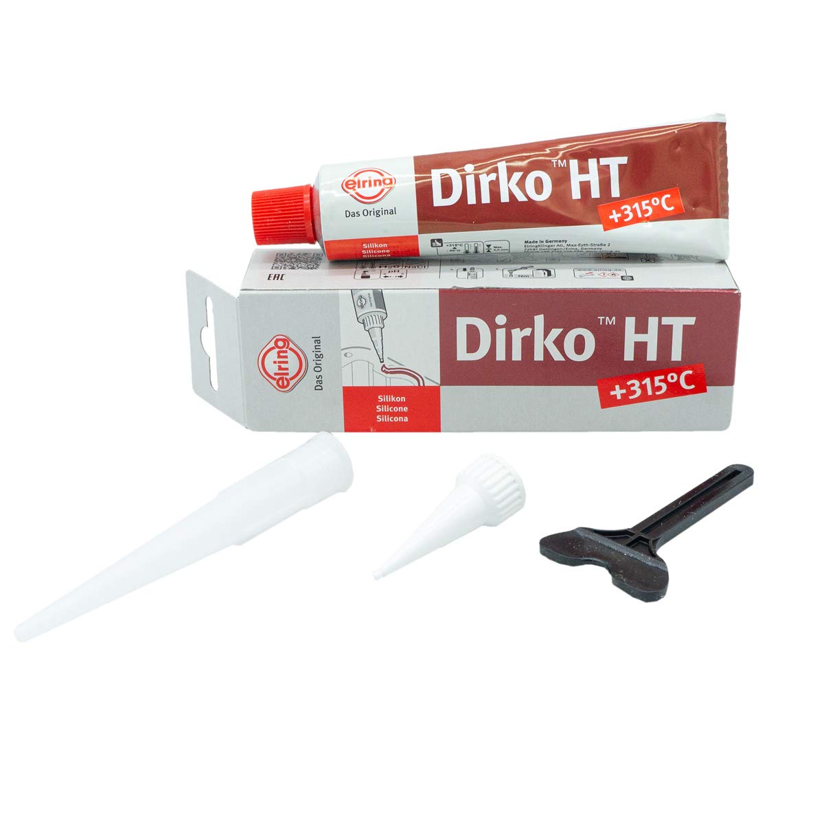 Elring Dirko HT tube front view showing label and red sealant