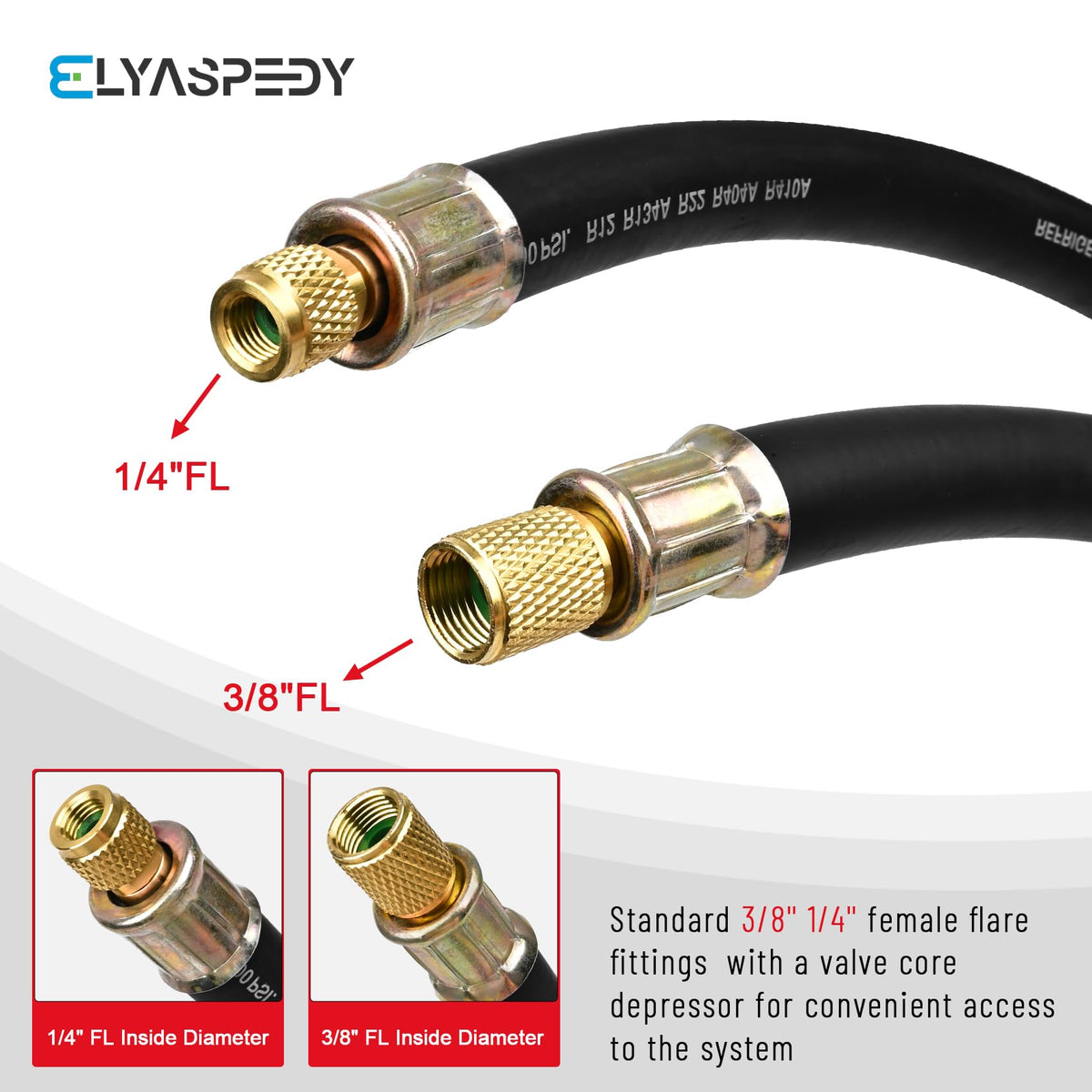 Elyaspedy hose side shot highlighting four-layer reinforcement for longevity