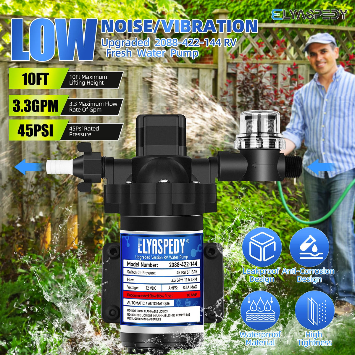 Elyaspedy pump installed inline under sink illustrating neat plumbing and stable flow