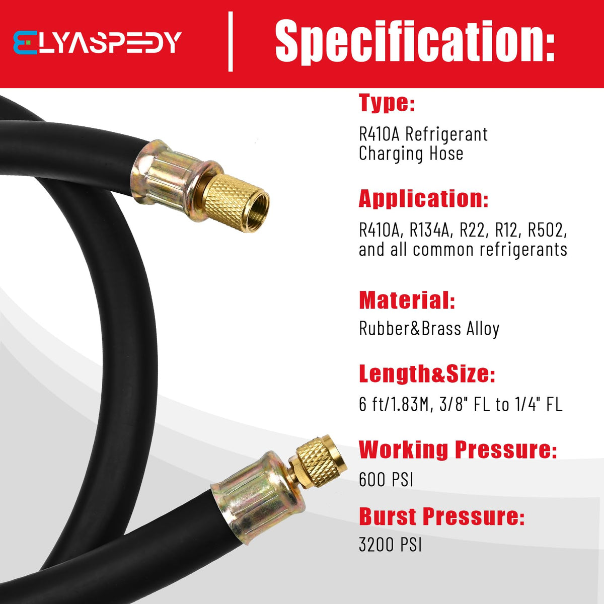 Elyaspedy hose laid beside tape measure showing six-foot length advantage