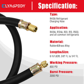 Elyaspedy hose laid beside tape measure showing six-foot length advantage