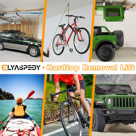 Elyaspedy overhead hardtop stored in garage scene highlighting reclaimed space and accessibility