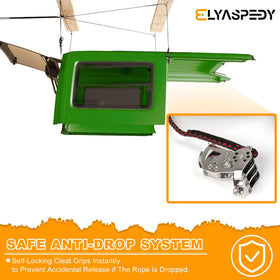 Elyaspedy pulley and anti-drop self-locking cleat closeup demonstrating smooth, safe lifting