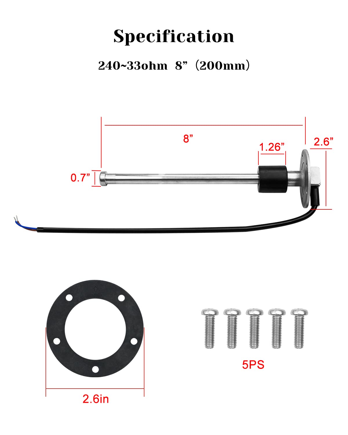 EMIHO float detail and stem showing NBR float for stable level readings