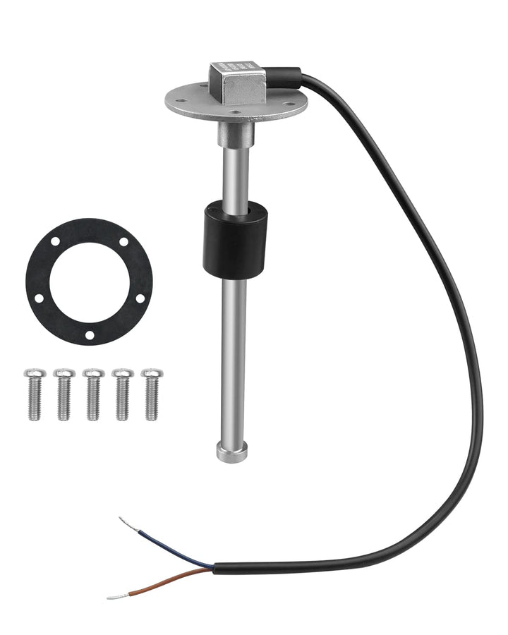 EMIHO front view of stainless steel sender showing flange and probe for reliable fit