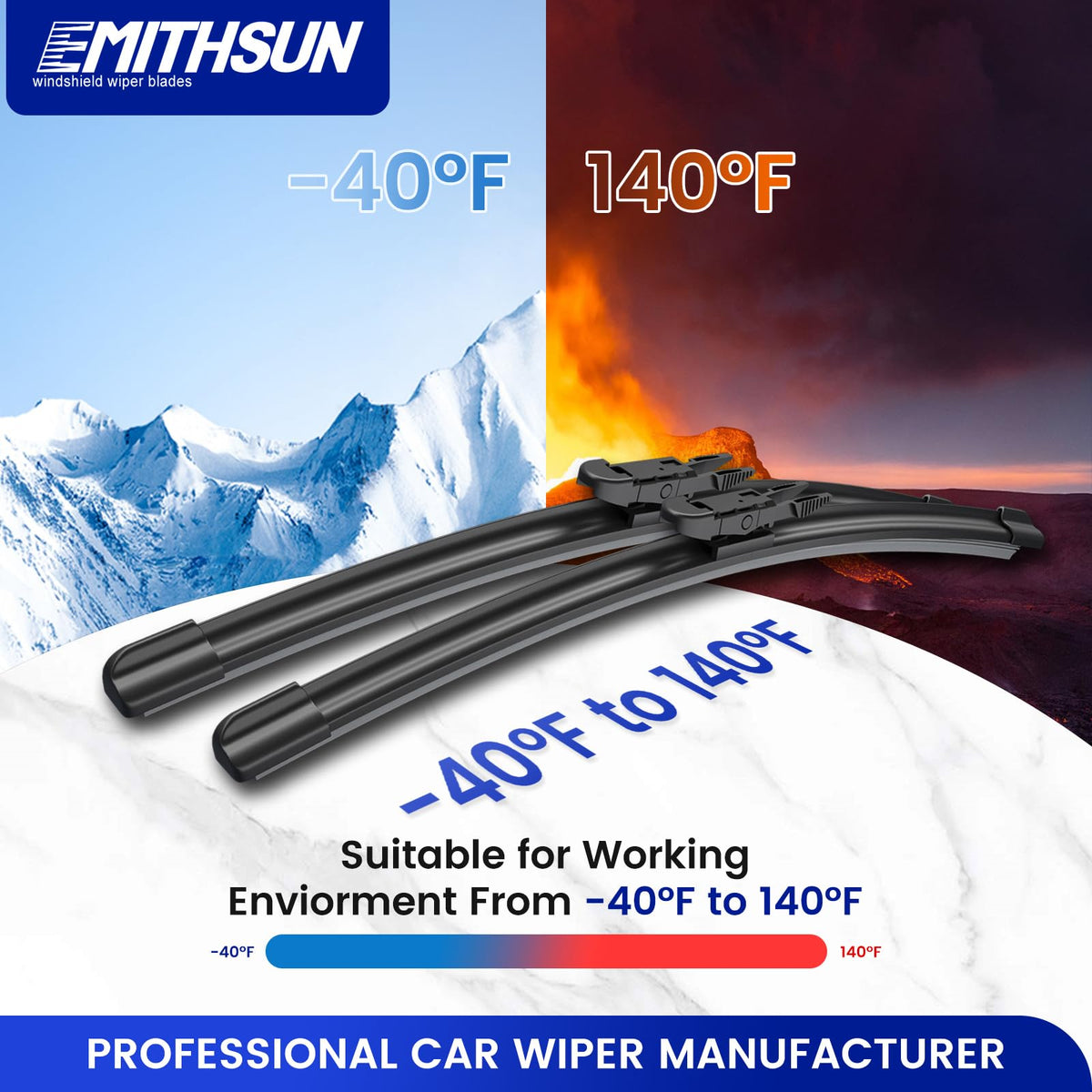 EMITHSUN blades on vehicle during road trip for durable all-weather use