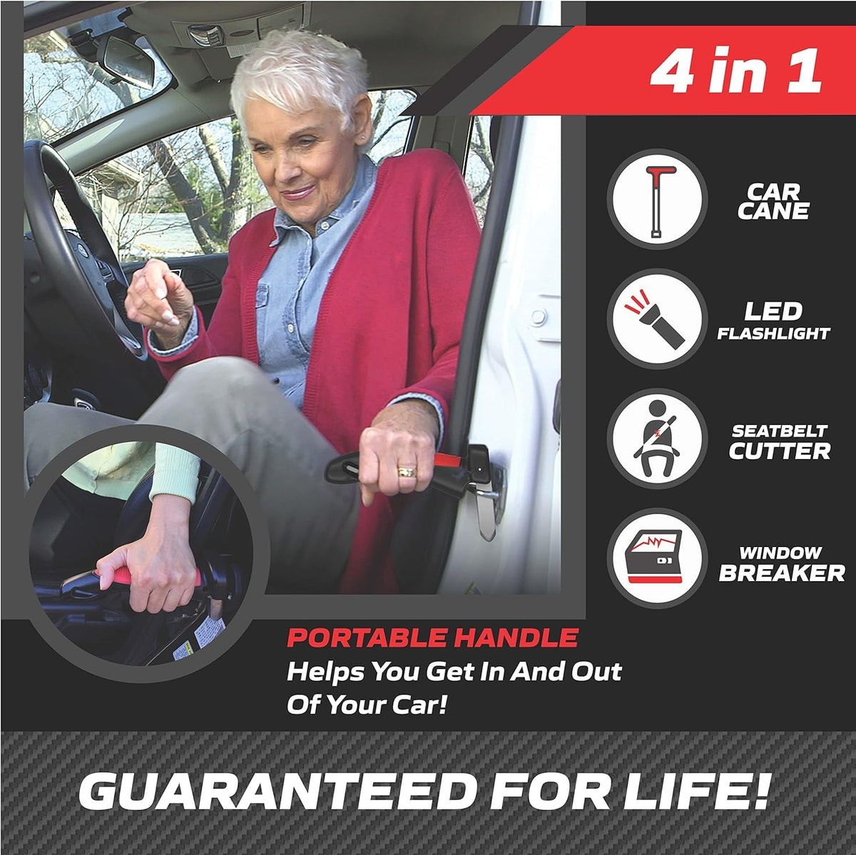 EMSON Car Cane close-up of nonslip grip for comfortable secure hold