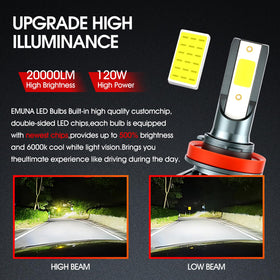 EMuna LEDs installed in Tahoe headlight demonstrating brighter road visibility