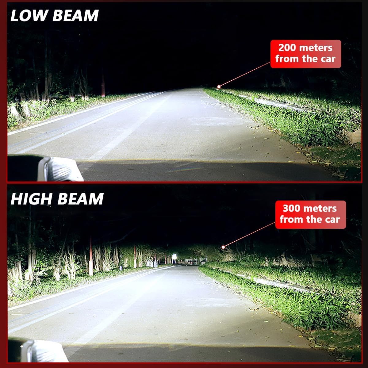 EMuna bulbs installed on Chevrolet Silverado showing improved road illumination