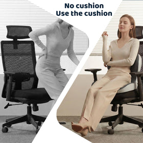 Emurliy placed on office chair supporting lower back during work