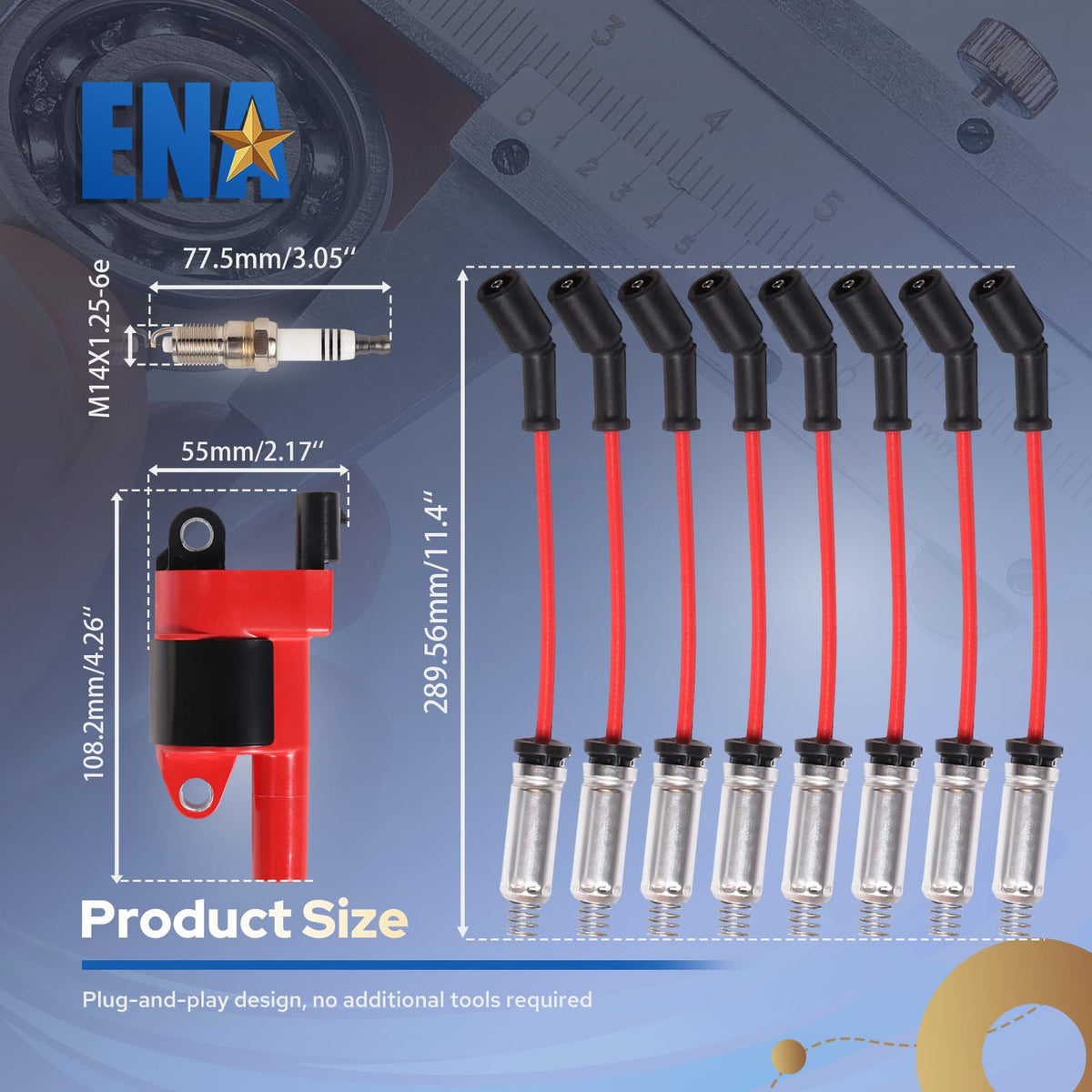 ENA full kit laid out showing coils, plugs and red wires for complete system renewal