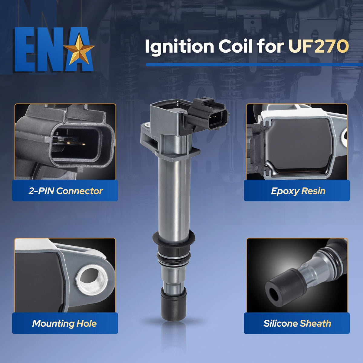 ENA close-up of coil terminals and connector demonstrating firm electrical contact and easy plug-in fit