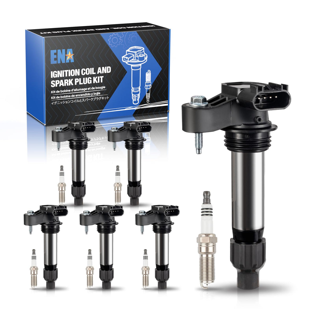 ENA pack front packaging showing coils and plugs, clear fitment benefit